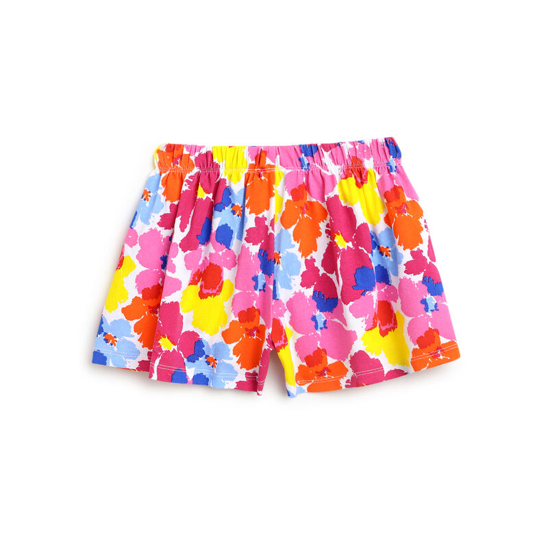 Girls White Printed Outfit with Short Pants image number 3